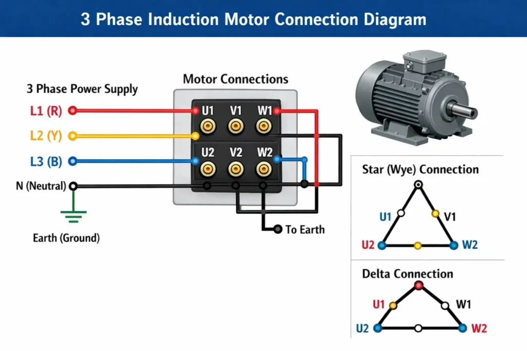 3 Phase Induction Motor Connection Diagram