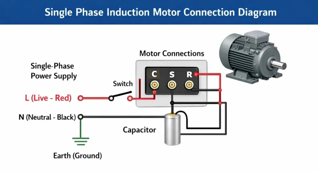 Single Phase Induction Motor Connection Diagram