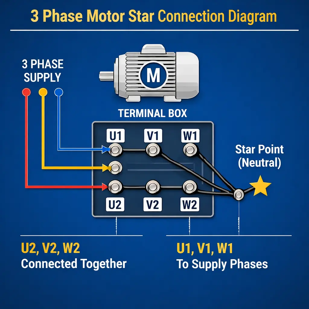 Motor Star Connection in Marathi